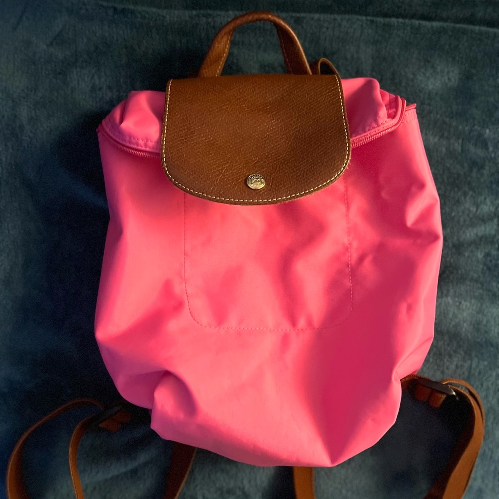 Well used Le Pliage classic backpack in the retired color ‘Candy’ Modified!